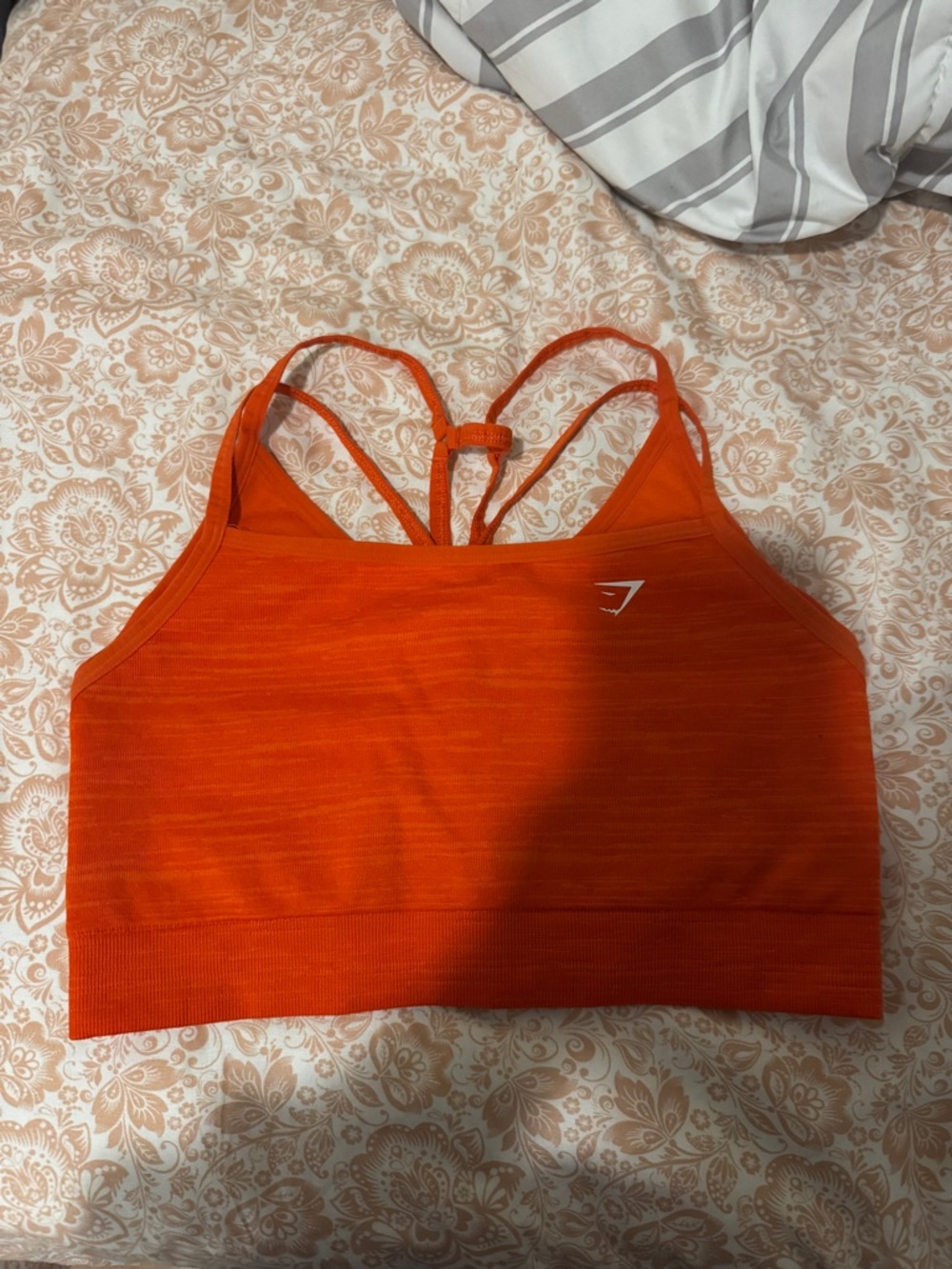 Gymshark Bright Orange Strappy Seamless Sports Bra